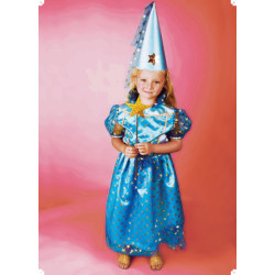 Karnevalový kostým PRINCEZNA S HVĚZDIČKAMI A KLOBOUKEM - šaty, klobouk