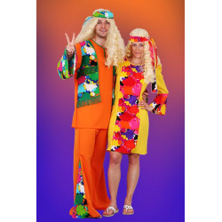 Karnevalový kostým Hippie - kalhoty, horní díl, čelenka     náhradní materiál
