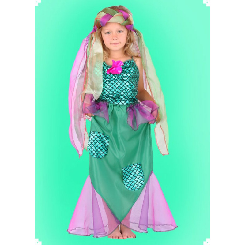 Karnevalový kostým Mořská panna - šaty, čelenka