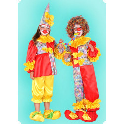 Karnevalový kostým Klaun dvoudílný - horní díl, kalhoty, čepice