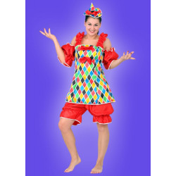 Karnevalový kostým KLAUN DÍVKA - šaty, kalhoty, klobouk
