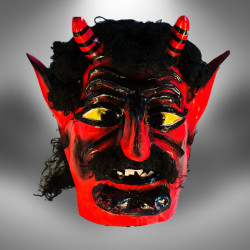 Maska - čert nasazovací hlava černo-červená